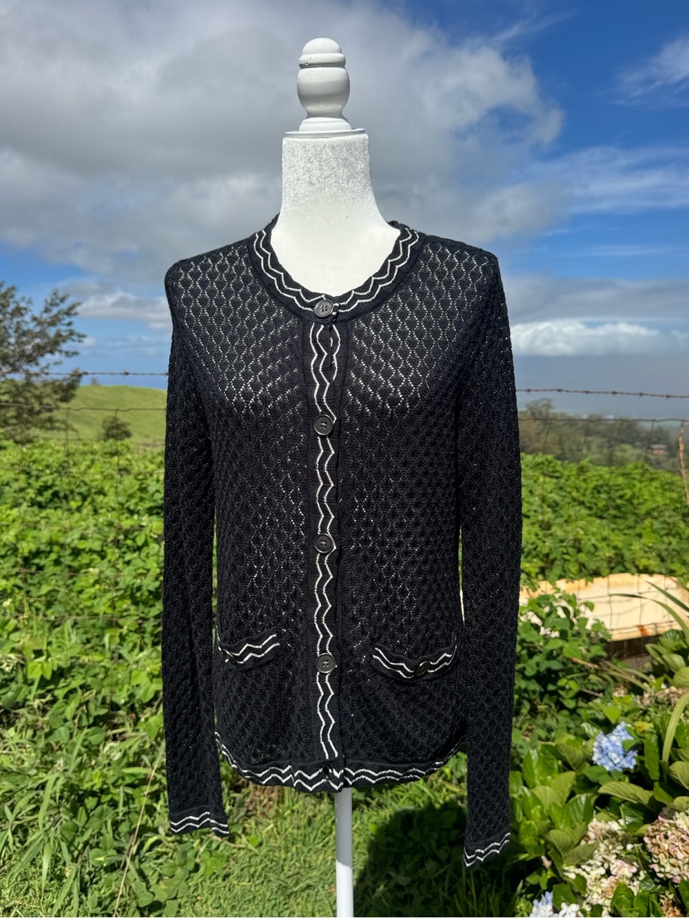 MISSONI X Target black white crochet long sleeve cardigan Zigzag classic Medium